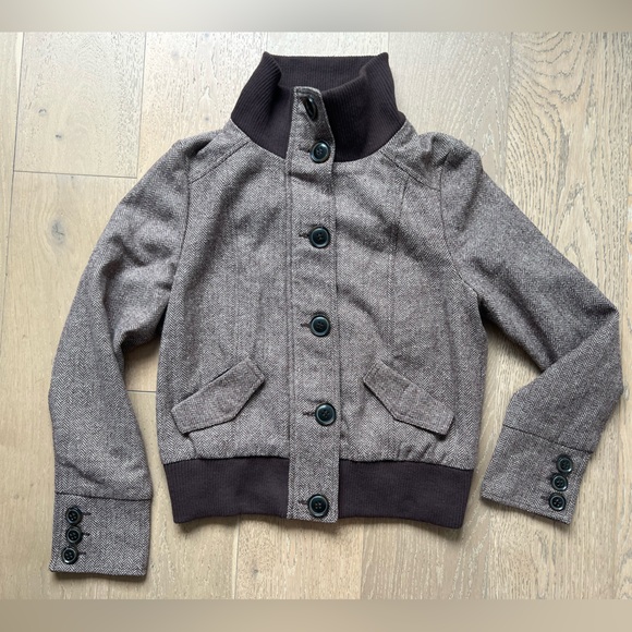 Delias Wool Ronnie Herring Brown Bomber Jacket NWT! dELiA*S - Picture 7 of 12